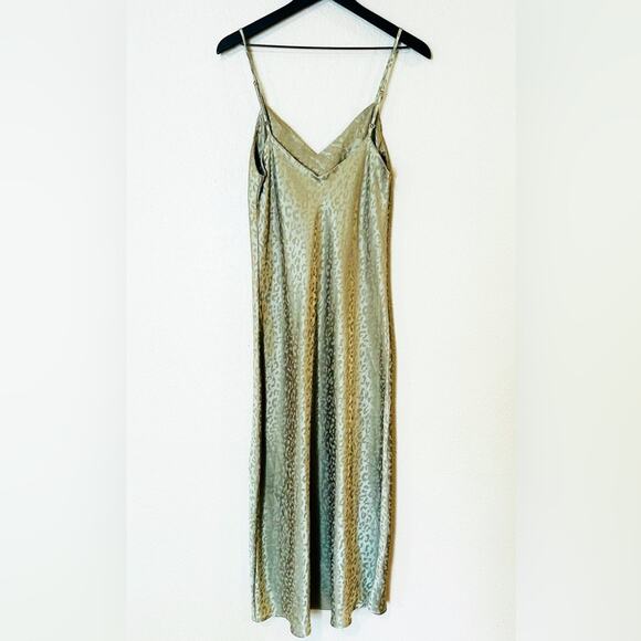 Show Me Your MuMu Zio Slip Midi Dress Sage Cheetah Size Medium - Picture 5 of 7